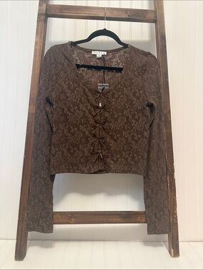 HYFVE Brown Long Sleeve Lace Top